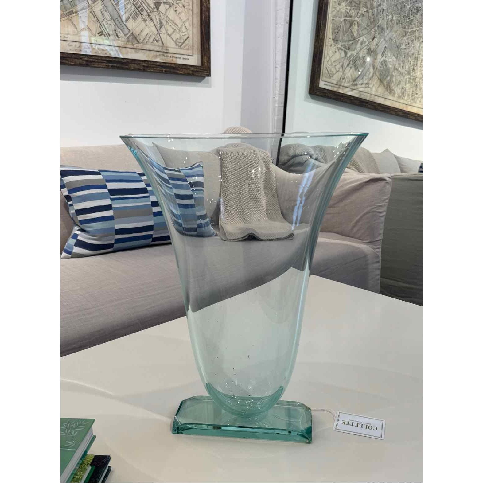 Green Glass Art Deco Vase