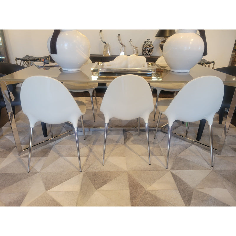 SET of 6 Cassina 'Philippe Starck 245 Caprice' White Leather Chairs