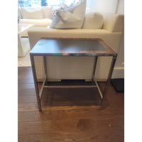 PAIR of Zebrawood & Chrome Side Tables - AS IS