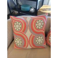 PAIR of Custom Retro Orange Circles Square Pillows