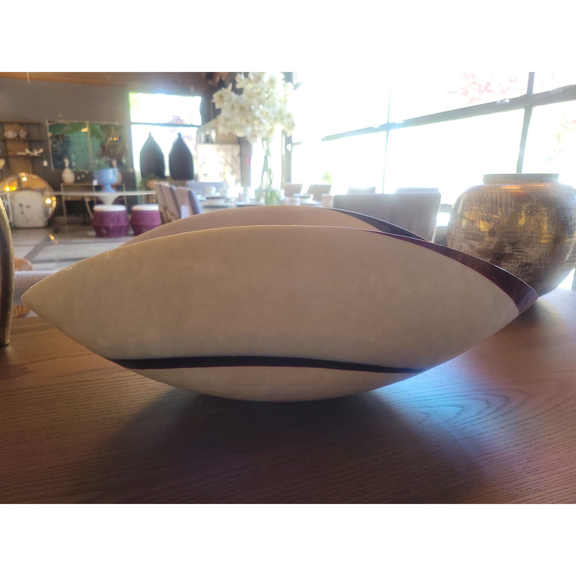 Maroon & Ivory Murano Glass Centerpiece Bowl