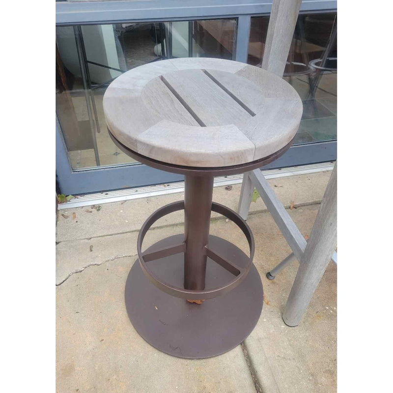 PAIR of Peninsula Teak & Aluminum Swivel Stools by Sutherland
