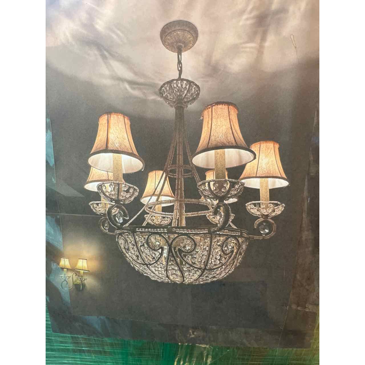 Metal and Crystal Chandelier