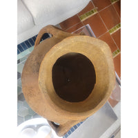 Large Fiber Stone Pot w/ Deer Antler Handles