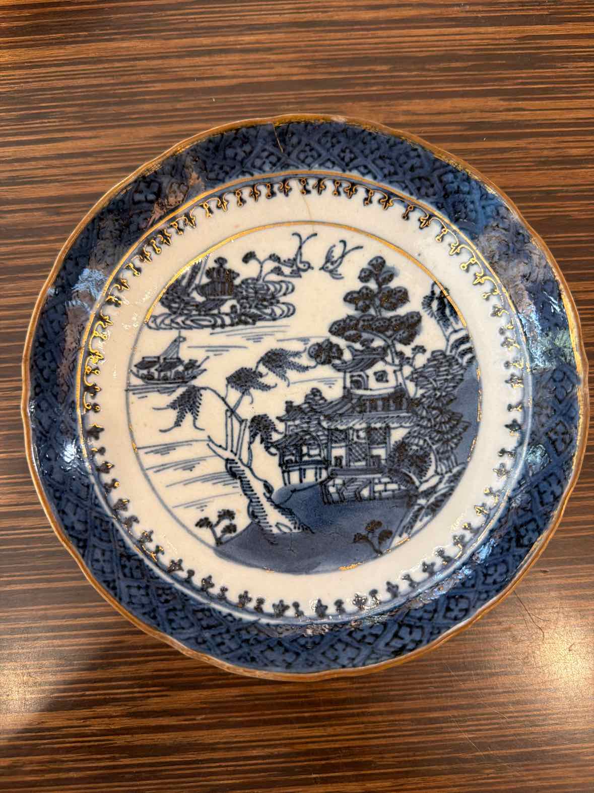 18th Century Nanking Blue & White Saucer 5.5"Diam x 1.5"H