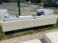 White Wicker Slimline 3-Seater Sofa w/ Navy Cushions by Dedon
