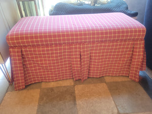 Custom Pink Gingham Silk Skirted Bench