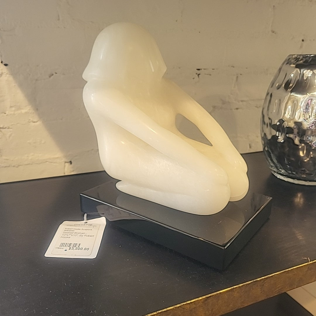 'Seated Woman' Alabaster Sculpture by Robert Hooke