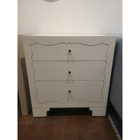 India White Faux Linen / Grasscloth 3-Drawer Nightstand by Dear Keaton - colletteconsignment.com