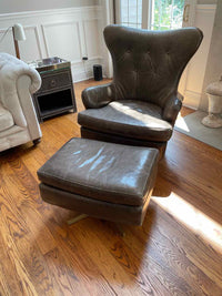Gray Leather Arm Chair w/ Ottoman by MG+BW