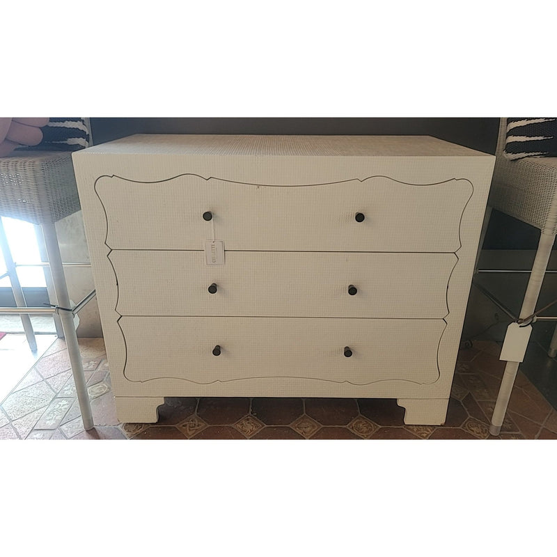 India White Faux Linen / Grasscloth 3-Drawer Dresser by Dear Keaton - colletteconsignment.com