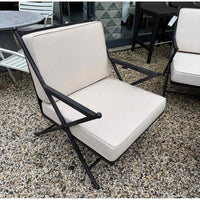 PAIR of 'Balta' Dark Gray Metal Lounge Chairs w/ Ivory Cushions by Made Goods