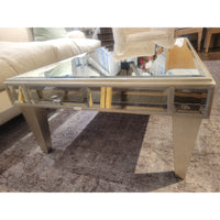 Mirrored Glass Silverleaf Finish Rectangular Coffee Table (As Is)