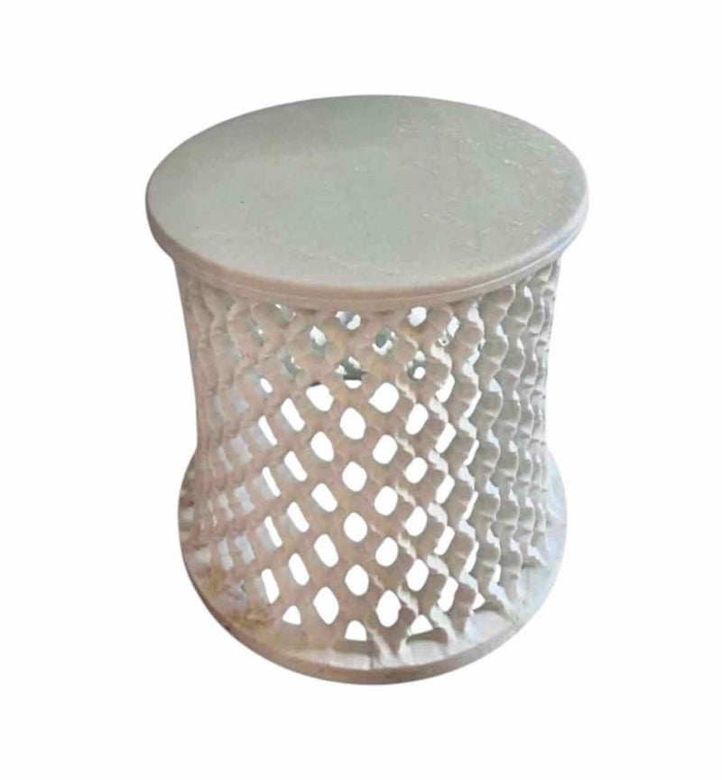 21"D Lattice Cut Marble Side Table