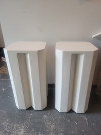 PAIR of Geometric White Cement Side Tables