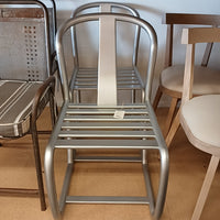 Set of 8 Silver-Painted Industrial-Style Wooden Chairs