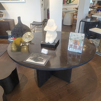 Wyeth Split Bamboo Round Dining Table by RH (AS IS) - colletteconsignment.com