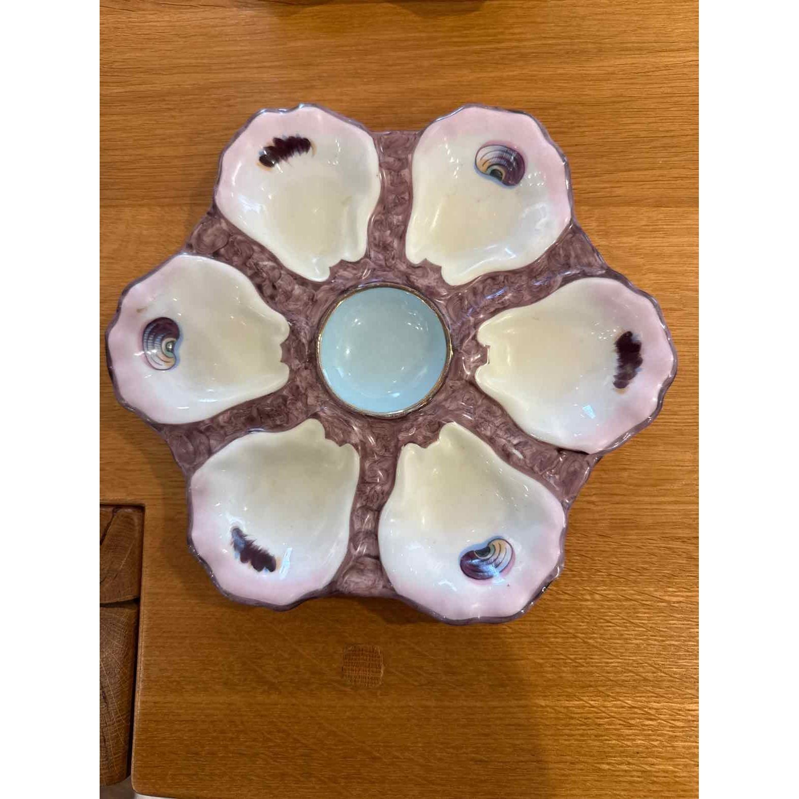 Antique Limoges Oyster Plate, 9" Dia x 1" H