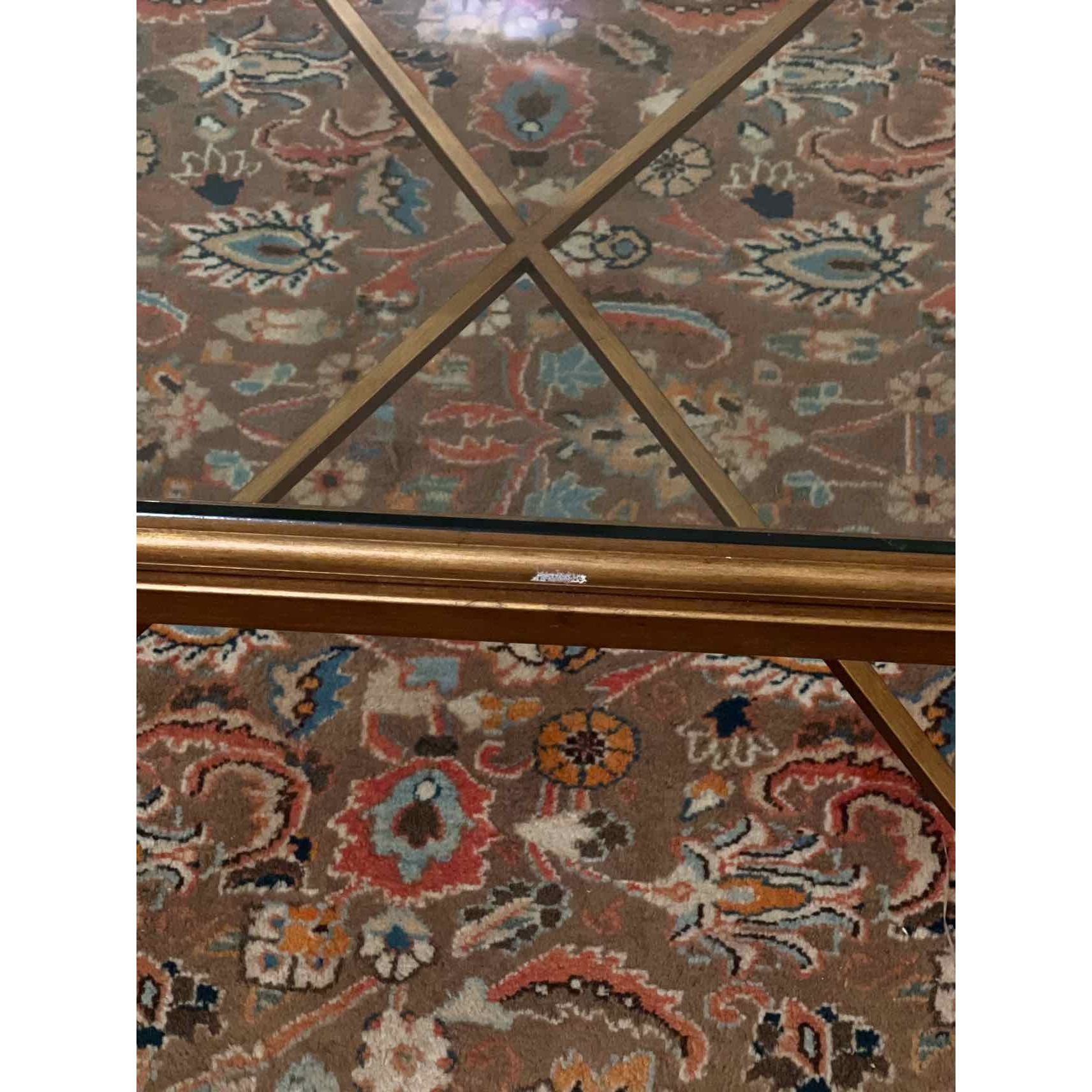 Rectangle Glass Top Coffee Table w/ Gold Leaf & Metal