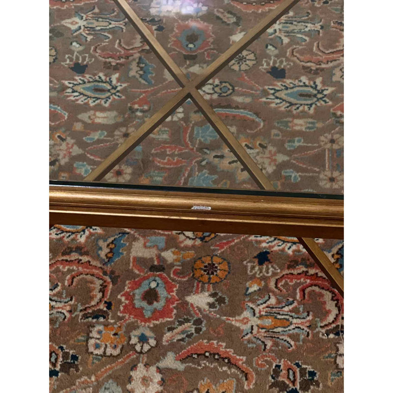Rectangle Glass Top Coffee Table w/ Gold Leaf & Metal