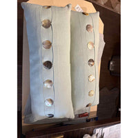 Pair of Mint Green Lumbar Pillows wShells, Down Inserts, 30"L x 12"W x 6"H