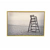 B&W Beach Lifeguard Photograph on Canvas in Floating Wood Frame