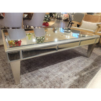 Mirrored Glass Silverleaf Finish Rectangular Coffee Table (As Is)