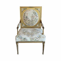 Gold Painted Arm Chair w/ Chinoiserie Upholstery