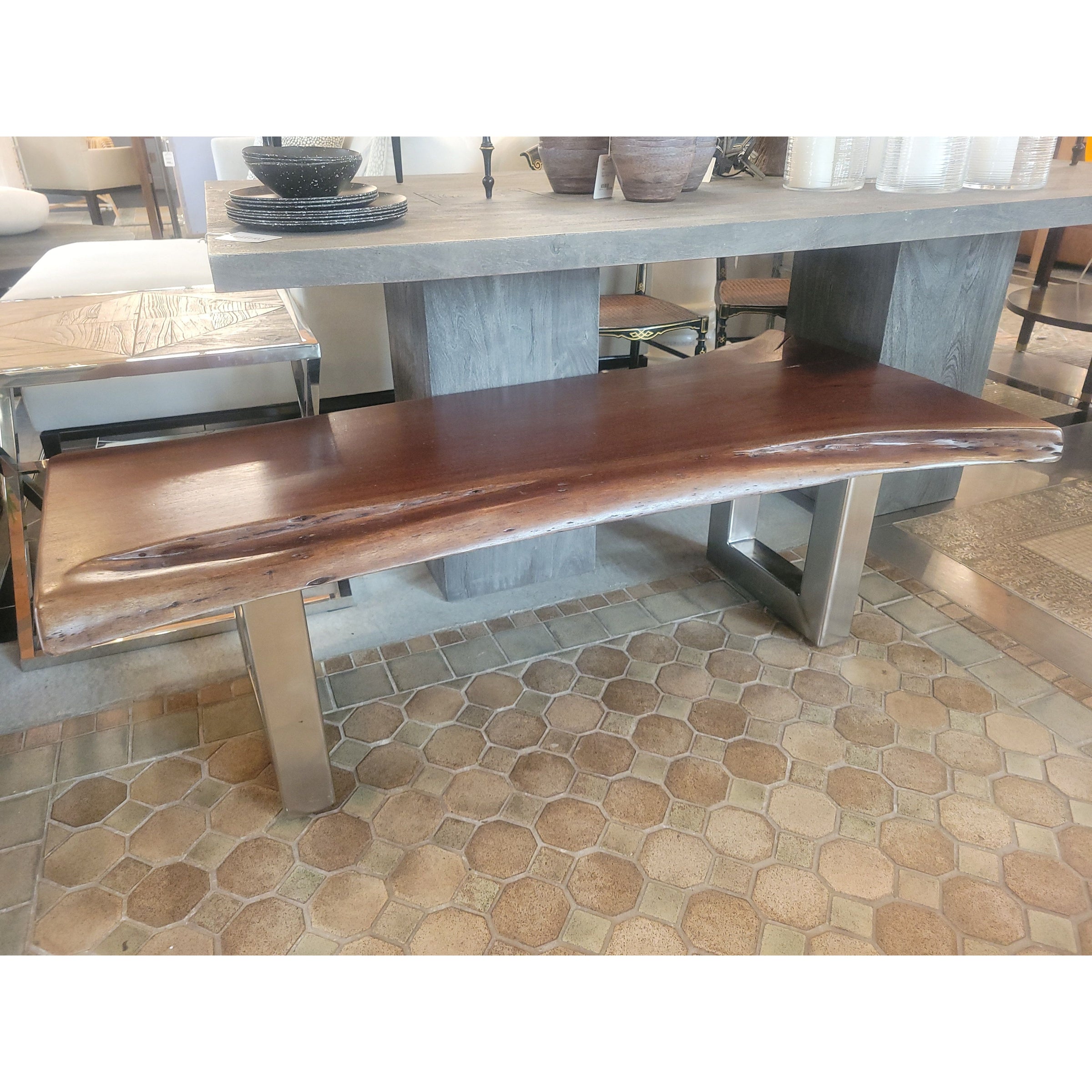 Live Edge Walnut Coffee Table on Square Steel Legs