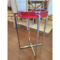 Red Resin Lens Top Table on Polished Nickel Base by McCollin Bryan England