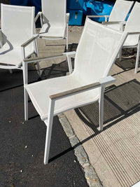 SET of 6 White Aluminum & Mesh Arm Chairs by Couture Jardin
