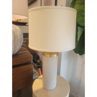 PAIR of White Stone Table Lamps by Homenature w/ Shades