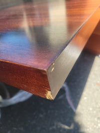 Dark Wood Dining Table w/ 6 Brushed Metal Legs - AS IS