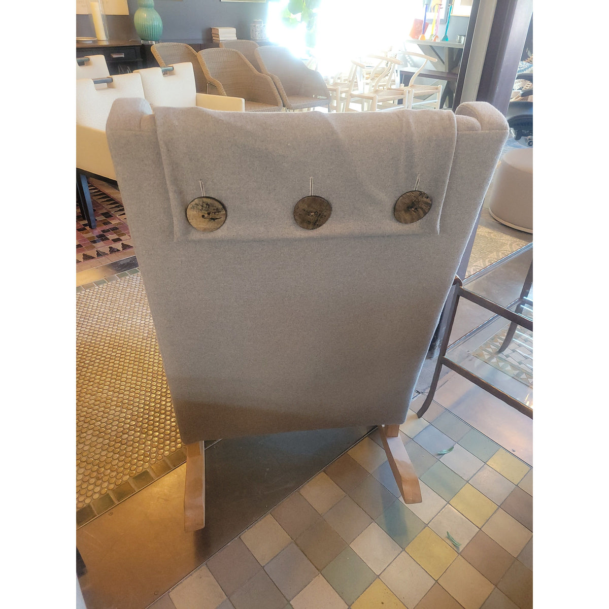 Gray Rocking Chair on Wood Rockers by Verellen - colletteconsignment.com