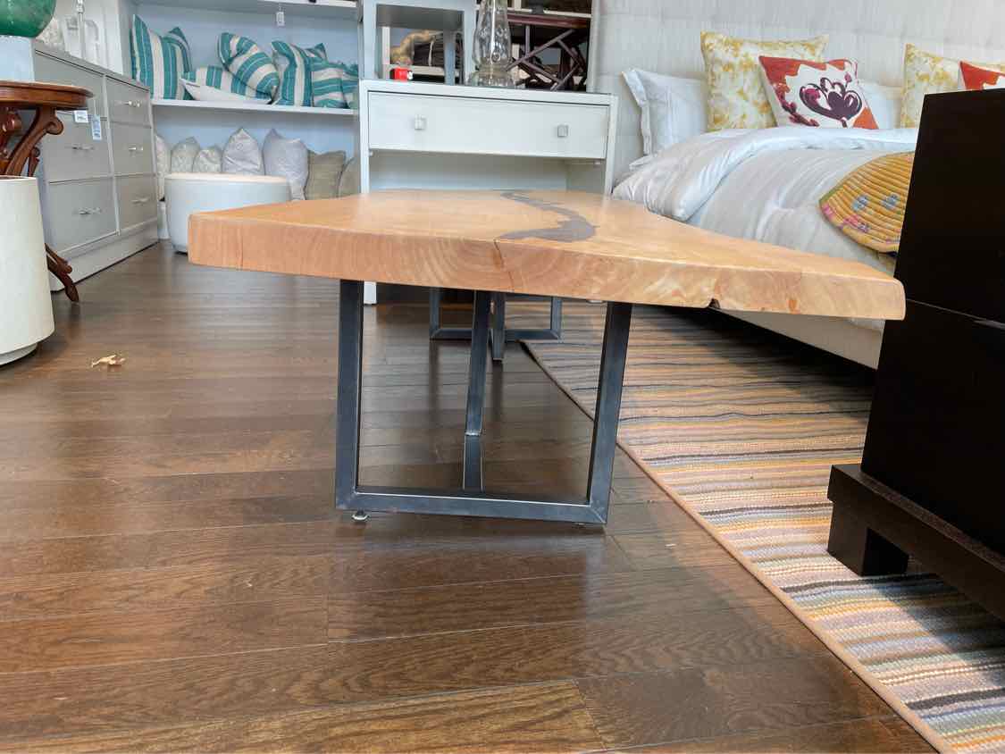 Live Edge Slab Coffee Table on Metal Legs