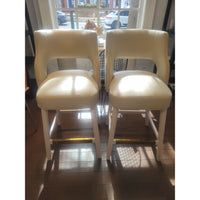 SET of 4 Custom 'Beccacino' Leather Counter Stools by Tailored Home - colletteconsignment.com