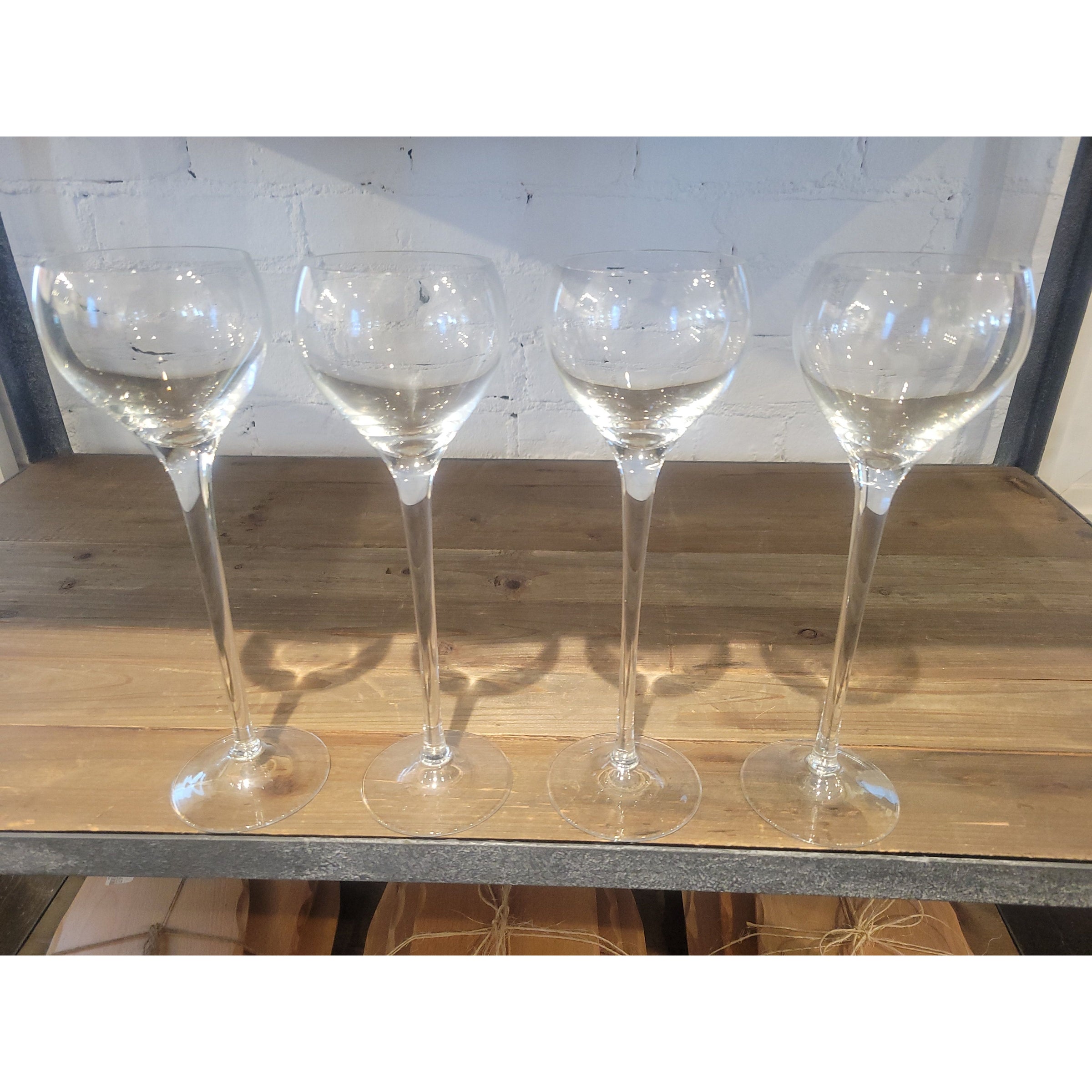 SET of 4 Crystal Long-Stemmed White Wine Glasses Attrib. to Badash