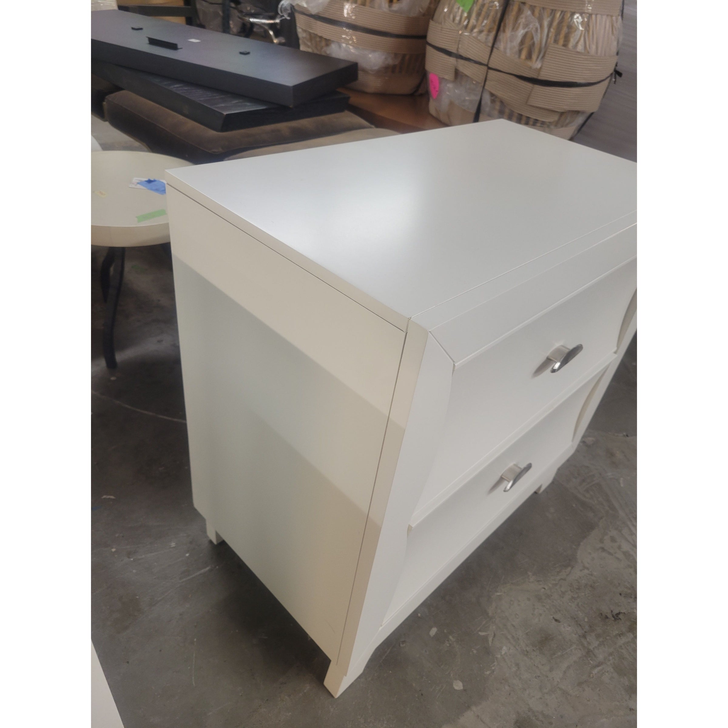 PAIR of Contemporary White Wood Dovetailed 2-Drawer Nightstands