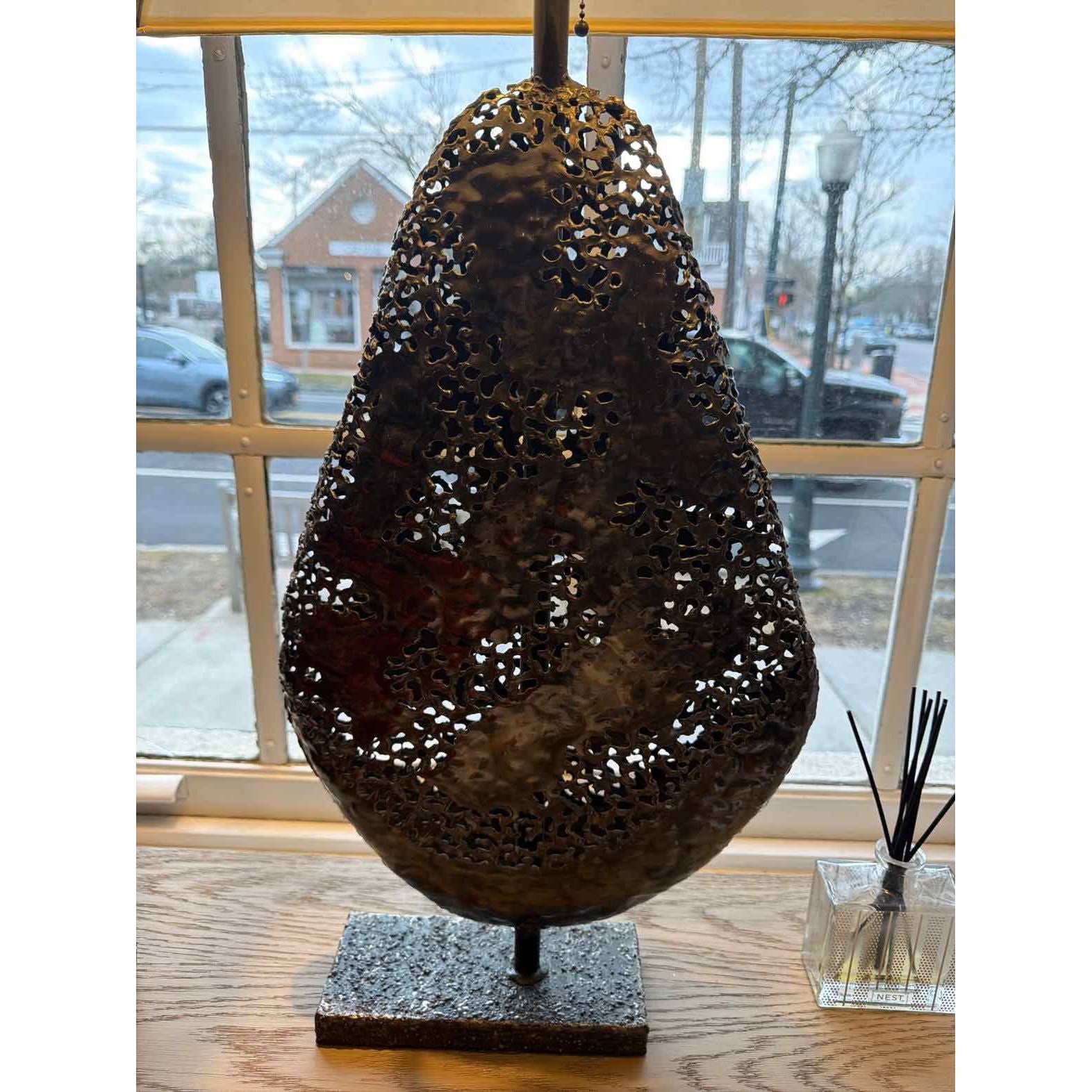 Vintage Brutalist Metal Teardrop Shape Table Lamp