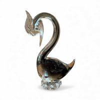 Vintage Smoked Glass Crane by Murano