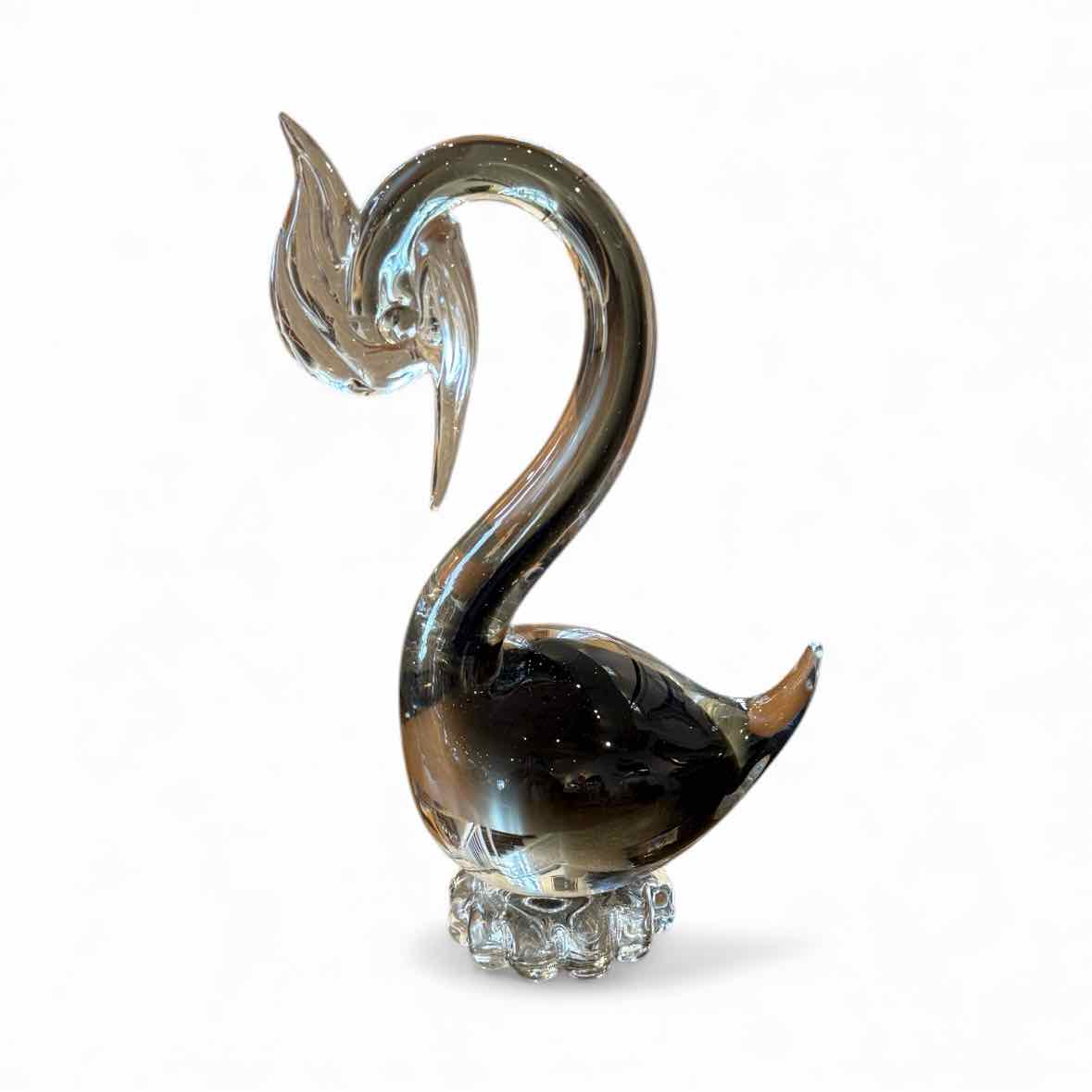 Vintage Smoked Glass Crane by Murano