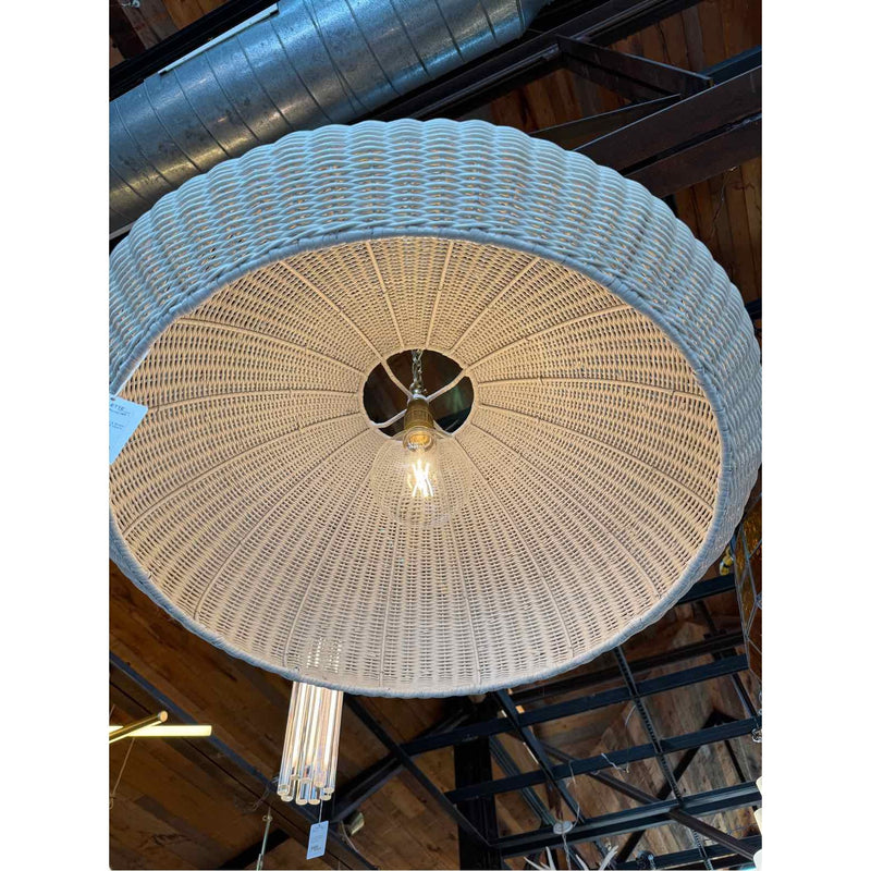 'Kokomo' Wide Wicker & Brass Pendant by Chapman & Myers for VC