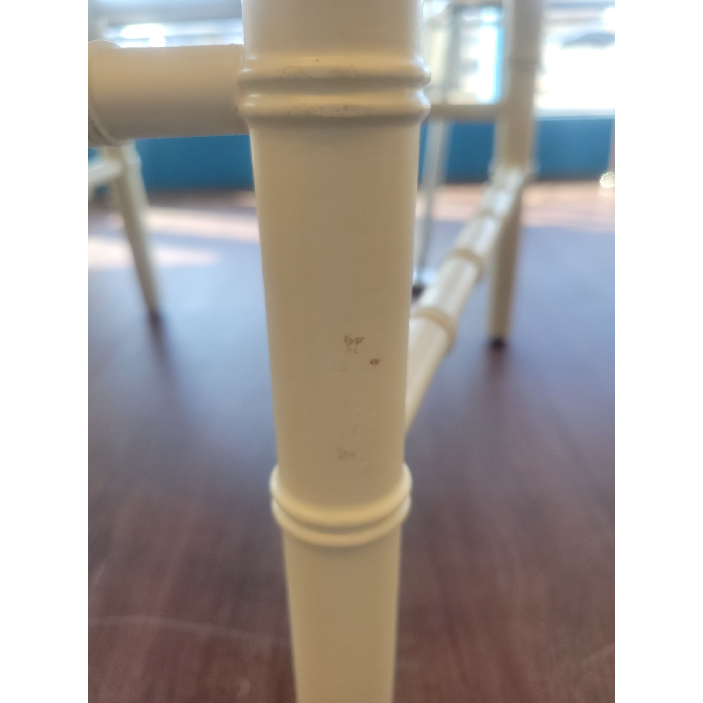 PAIR of Bulgarian Faux Bamboo Dining Chairs w/ Beige Cushions - AS IS