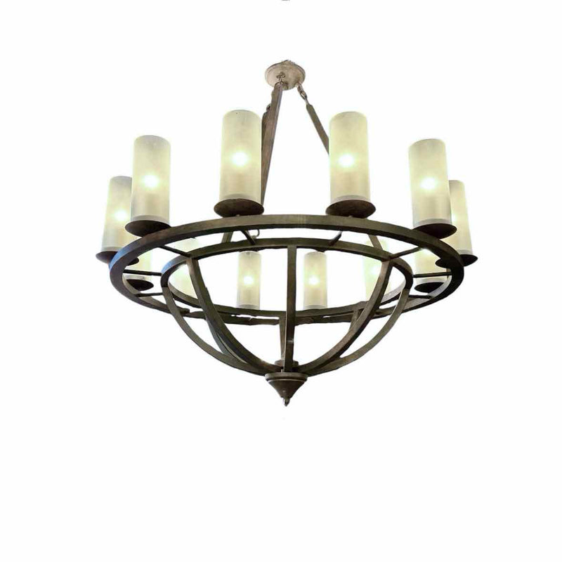 12 Light Metal Chandelier w/ Glass Tubes