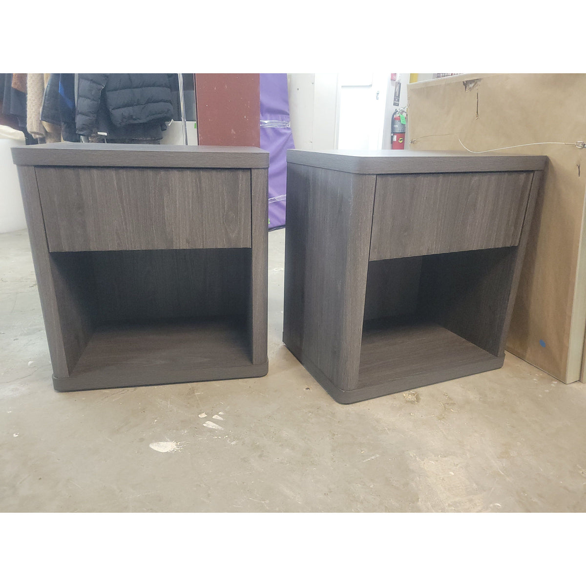 PAIR of Dark Gray Alder Night Stands w/ Large Drawers