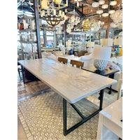 Custom European Painted Wood Dining Table on Metal Base - colletteconsignment.com