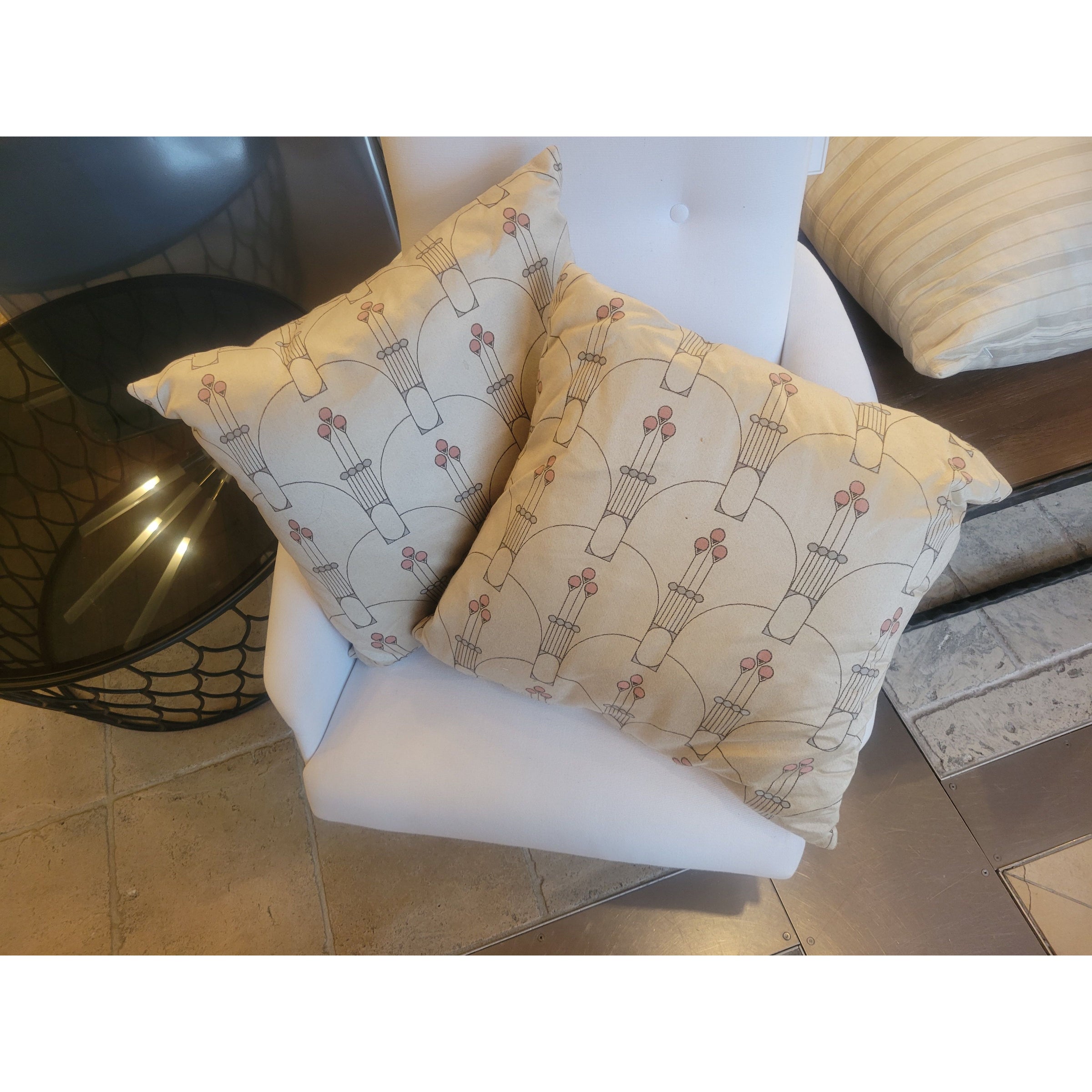 PAIR of Art Deco Pillows w/ Down Inserts
