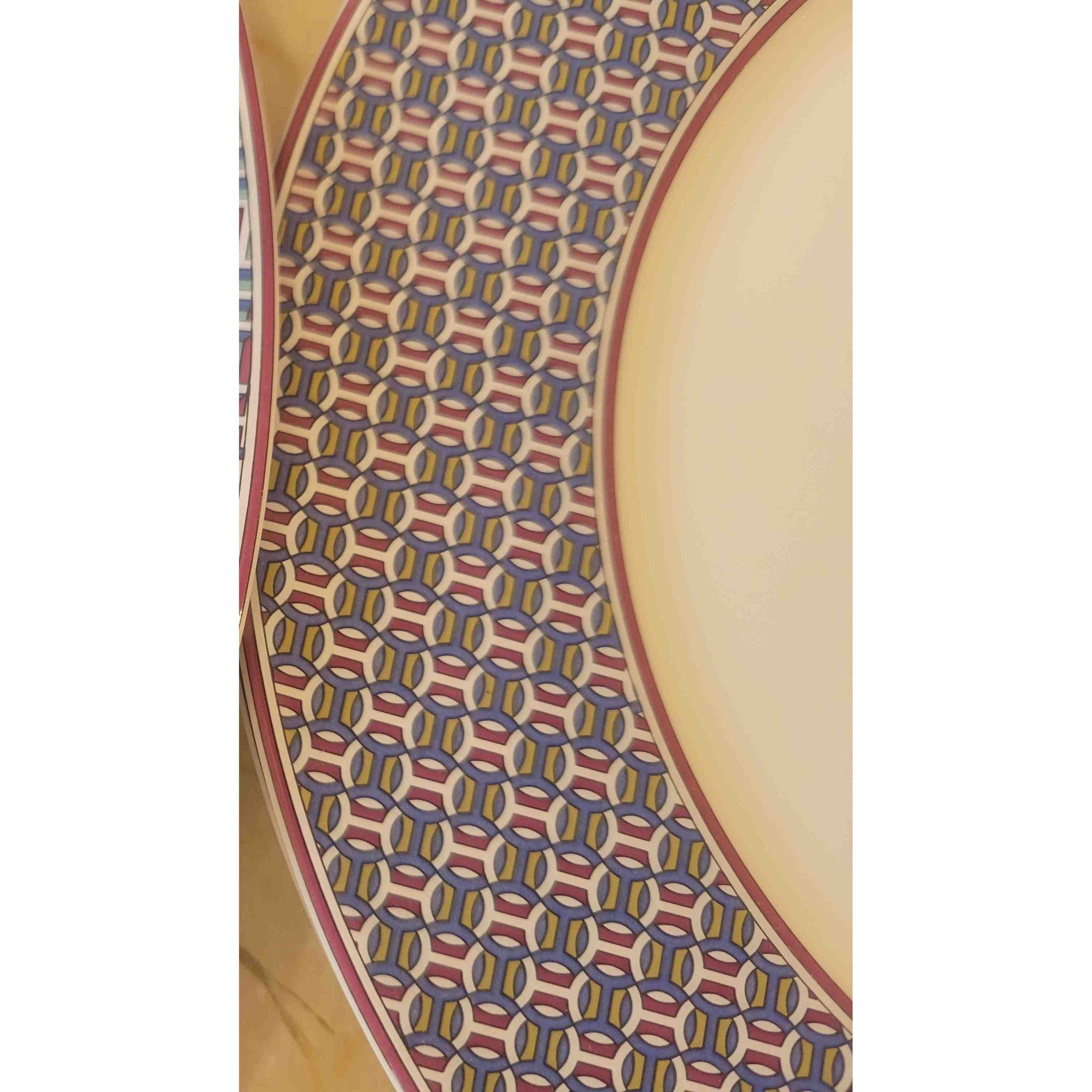 Hermes Tie Set Porcelain Salad / Dessert Plate w/ Purple Trim