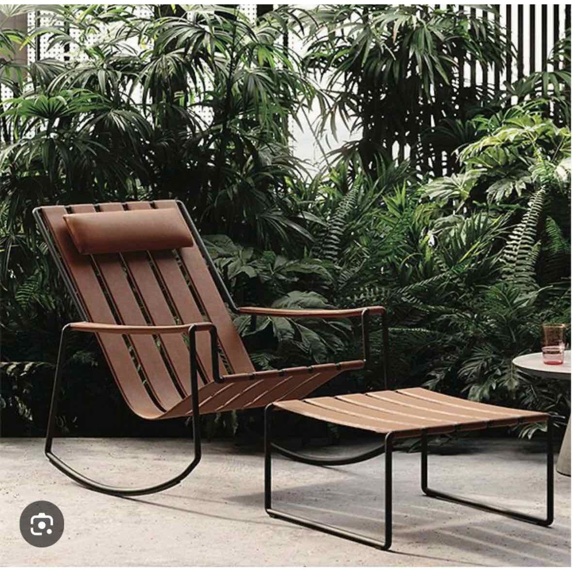 Royal Botania "Strappy" Indoor/Outdoor Side Table in Polyskin Cognac