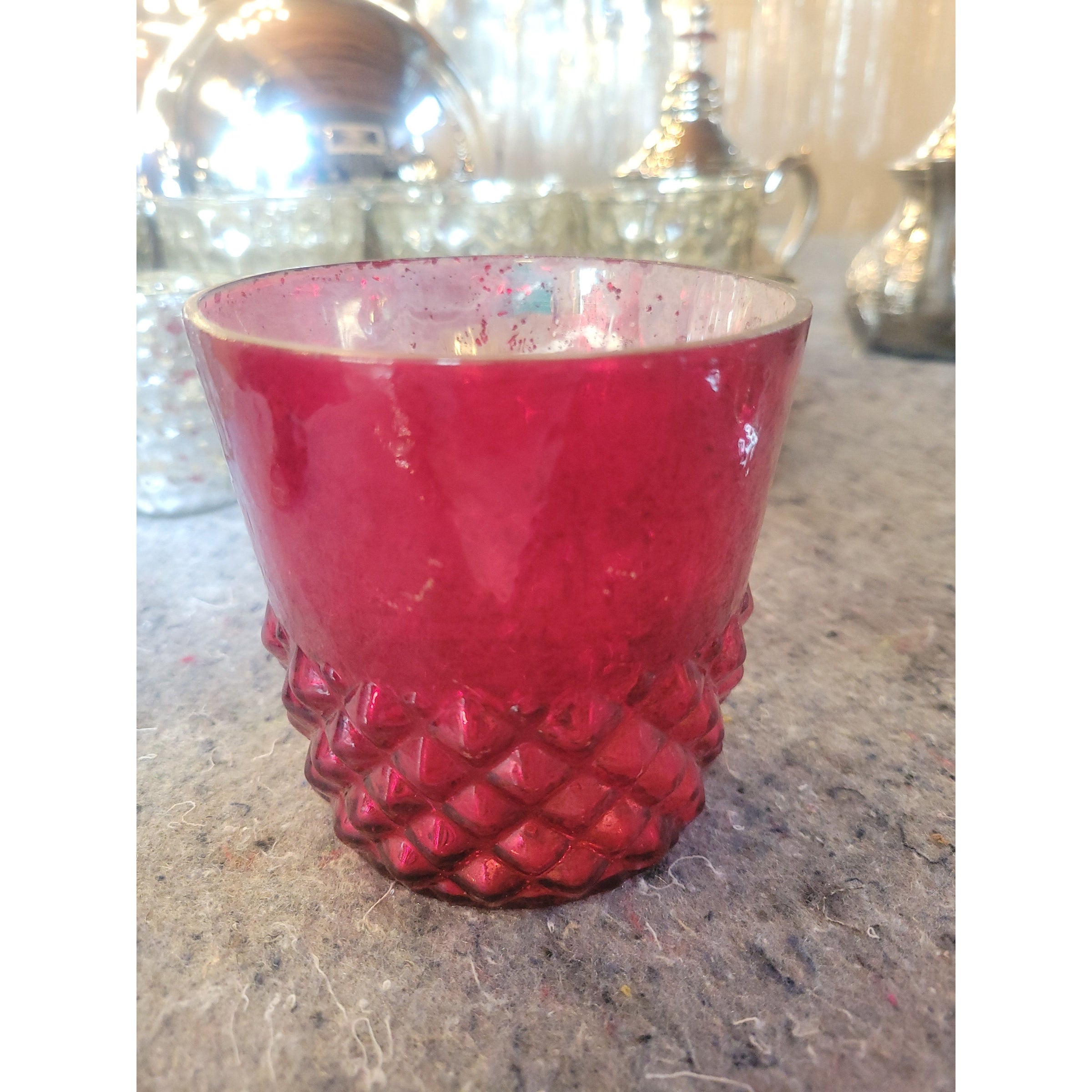 Red Mercury Glass Candle Holder